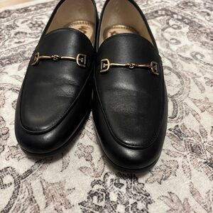 Sam Edelman Black Leather Loafers with Gold Bit